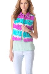 Catherine Malandrino Tie Dye Leather Vest