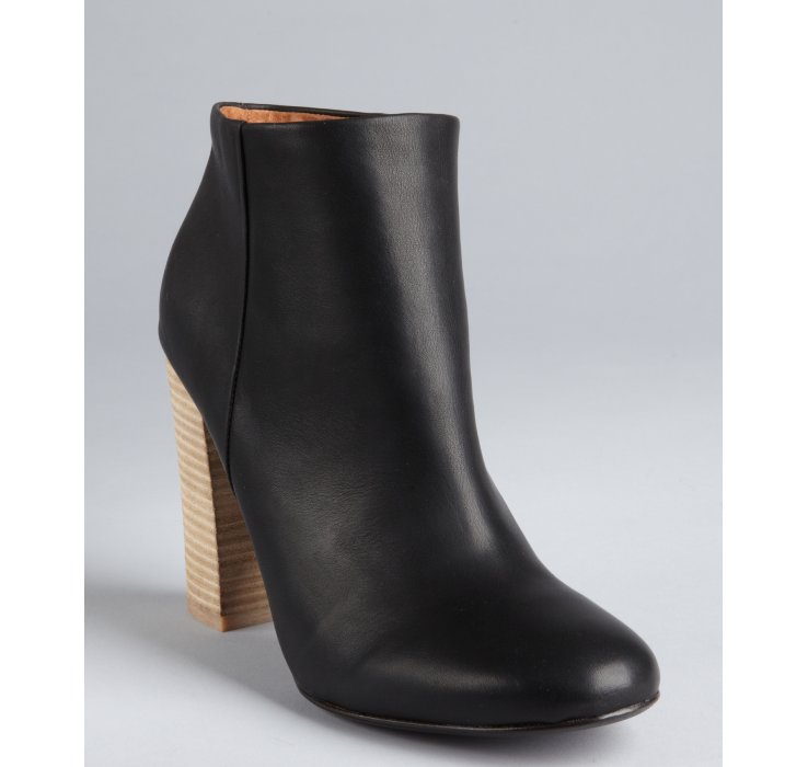 leather stacked heel boots