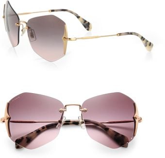 Miu Miu Irregular Rimless Sunglasses - Lyst