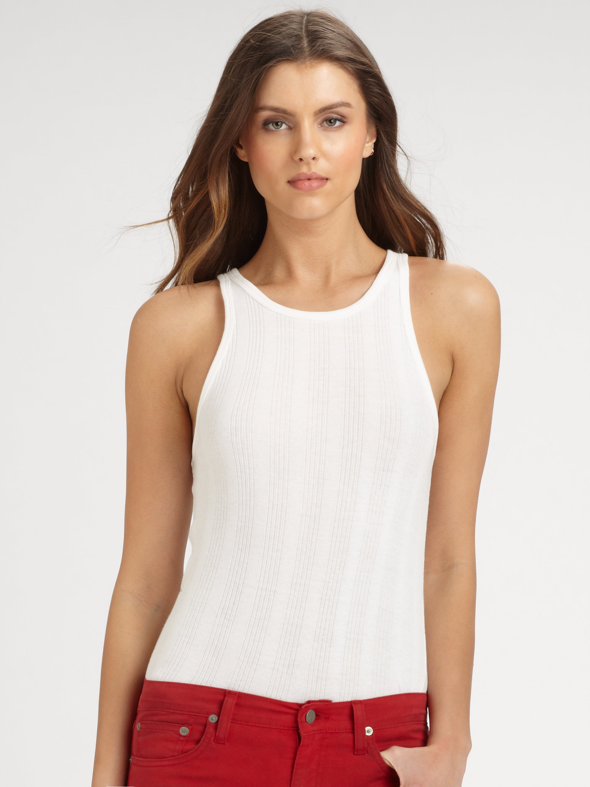 Ralph Lauren Blue Label Cotton Lucia Tank Top in White Lyst