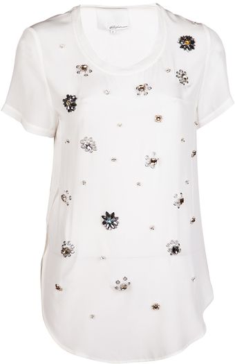 3.1 Phillip Lim Embellished Silk T-shirt - Lyst