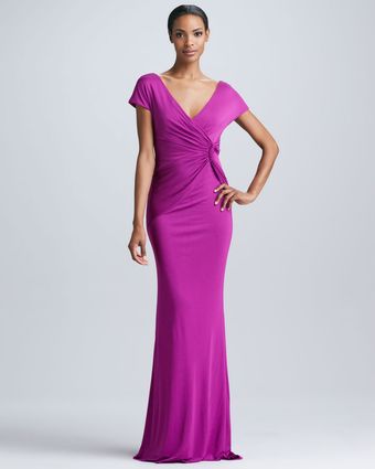 Badgley Mischka Knot Front Fitted Gown - Lyst