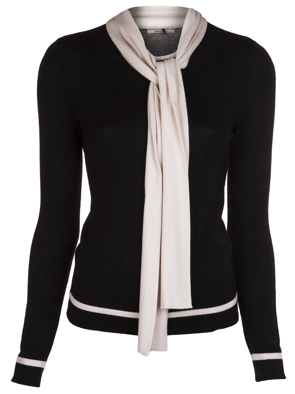 bouchra jarrar tie collar sweater in white black lyst bouchra jarrar tie collar sweater in white black lyst