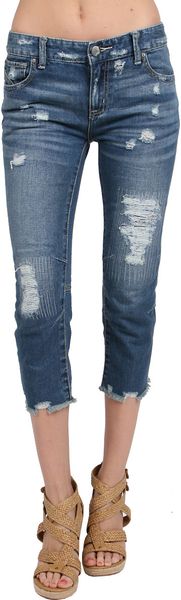 Free People Crop Boyfriend Rip Jean in True Blue - Lyst