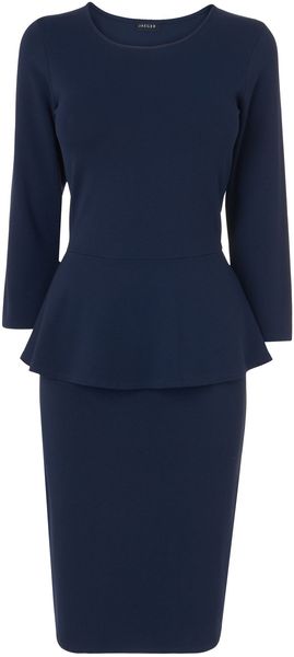 Jaeger Ponte Jersey Peplum Dress - Lyst