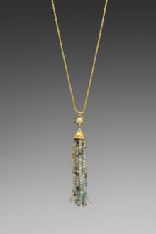 Kenneth Jay Lane Gold Chain Jade Tassel Necklace - Lyst