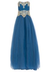 Marchesa Embellished Bodice Tulle Ball Gown