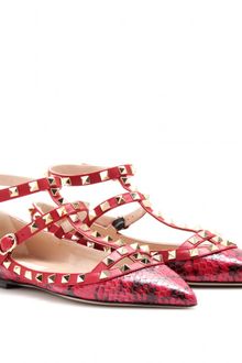 Valentino Rockstud Snakeskin Ballerinas - Lyst