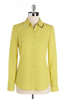 Adrianna Papell Embellished Button Down Blouse - Lyst
