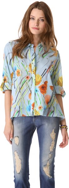 Alice + Olivia Freya Flare Back Blouse - Lyst