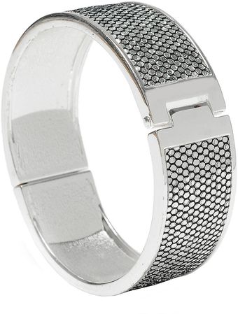 Betsey Johnson Silvertone Snakeembossed Bangle - Lyst