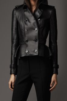Burberry Peplum Detail Lambskin Biker Jacket - Lyst
