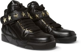 Givenchy Metal Star trimmed Leather High Top Sneakers - Lyst