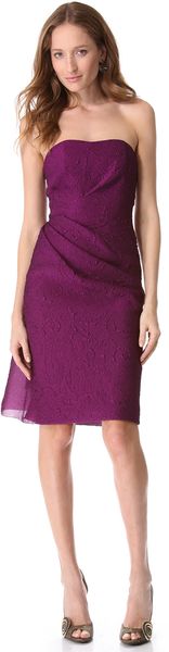 Lela Rose Side Ruched Strapless Dress - Lyst