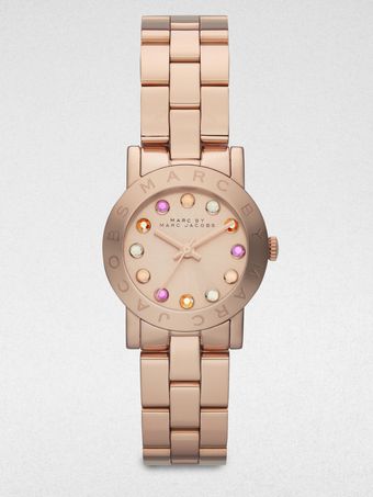 Marc By Marc Jacobs Rose Goldtone Stainless Steel Multicolored Crytal Watch 26mm - Lyst