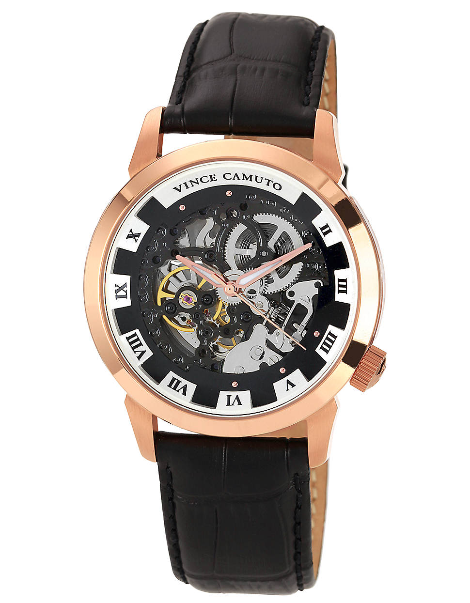 Vince Camuto Mens Rose Gold The Executive Watch in Black for Men