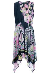 Amen Sleeveless Mixed Print Dress