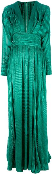 Balmain Plunge Neck Evening Gown - Lyst