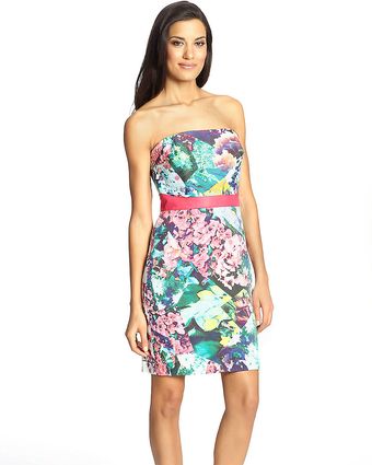Cynthia Steffe Strapless Patchwork Floral Print Dress - Lyst