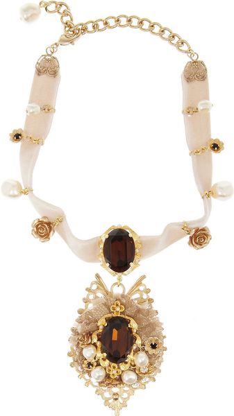 Dolce & Gabbana Goldtone Crystal Necklace - Lyst