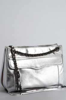 Rebecca Minkoff Silver Metallic Leather Swing Chain Strap Shoulder Bag - Lyst