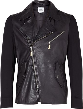Vivienne Westwood Black Leather and Jersey Biker Jacket - Lyst