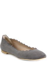  Scalloped Suede Ballet Flats
