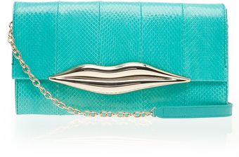 Diane Von Furstenberg Carolina Lips Snake Clutch - Lyst