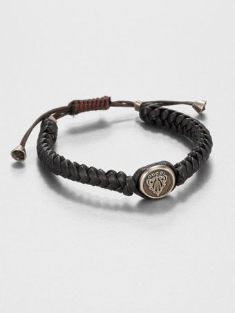 Gucci Woven Leather Bracelet - Lyst