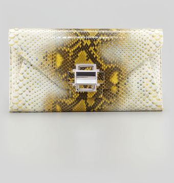 Kara Ross Electra Medium Python Clutch Yellow - Lyst