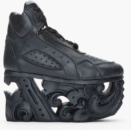 black sole platform sneakers