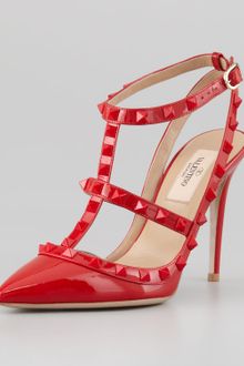Valentino Rockstud Patent Slingback Sandal - Lyst