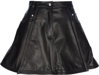 Balmain Flared Leather Skirt - Lyst