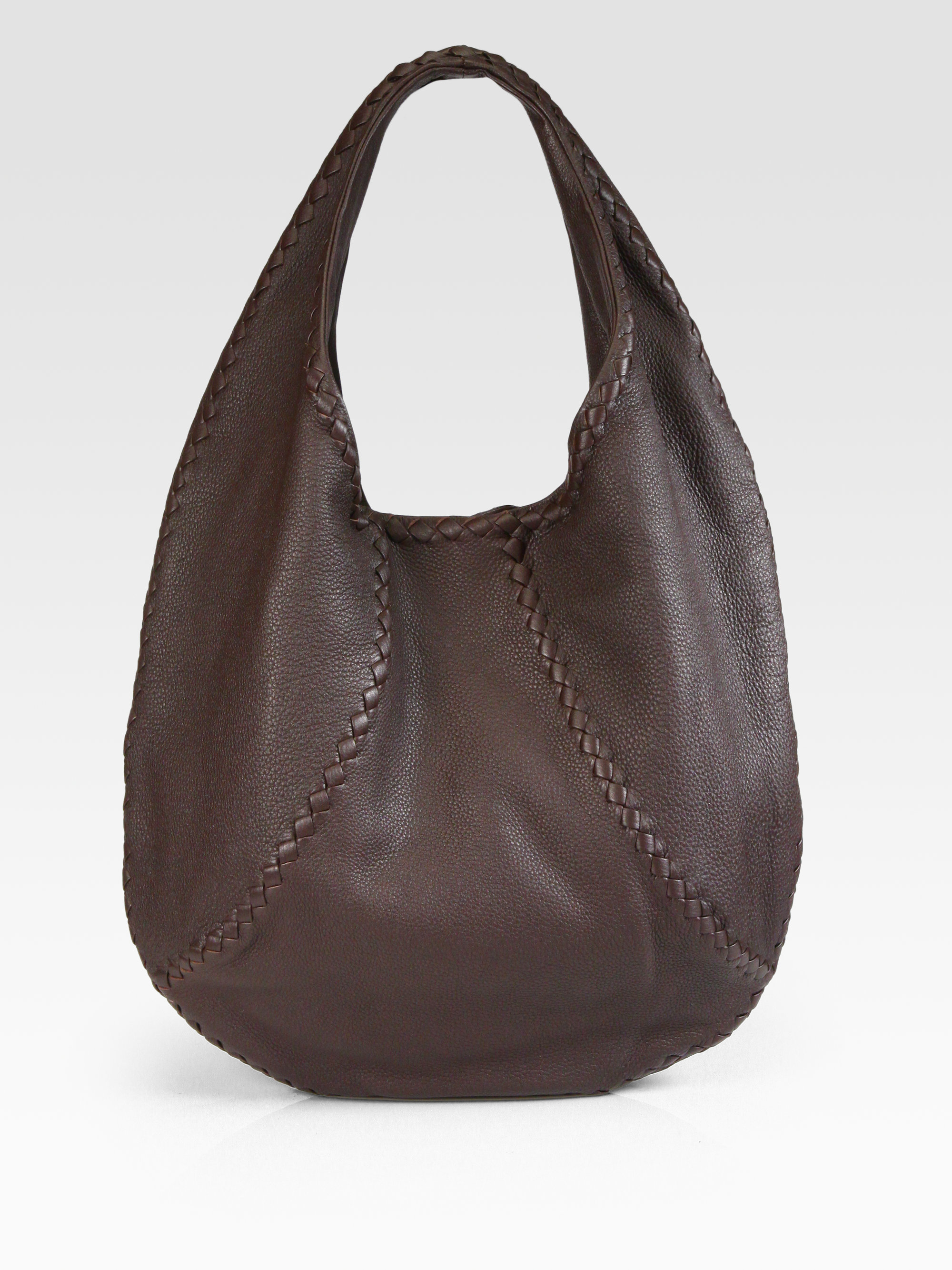 Bottega Veneta Cervo Large Leather Hobo Bag in Brown (maroon) | Lyst