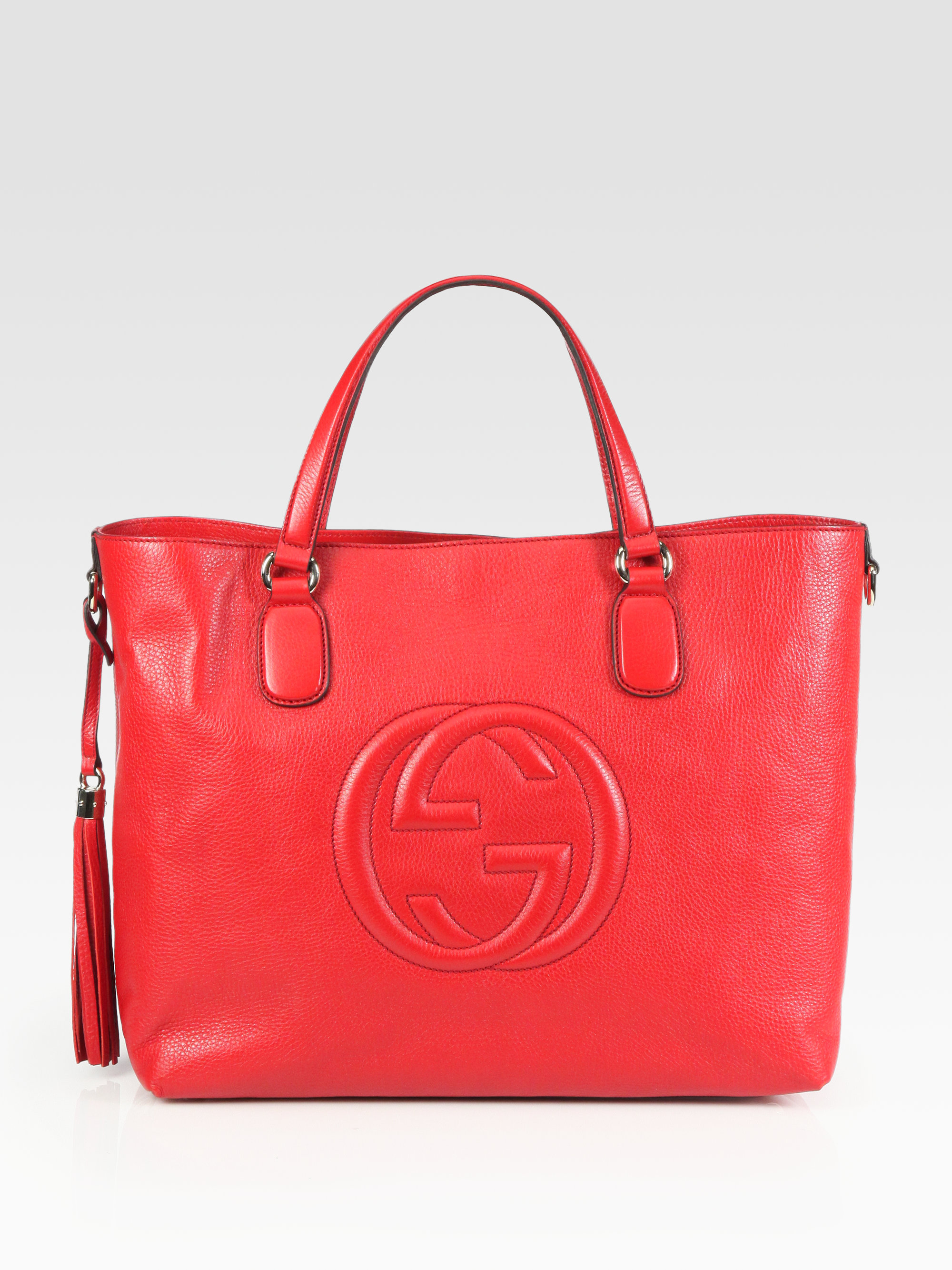 Gucci Soho Medium Tote Bag in Red (bright red) | Lyst