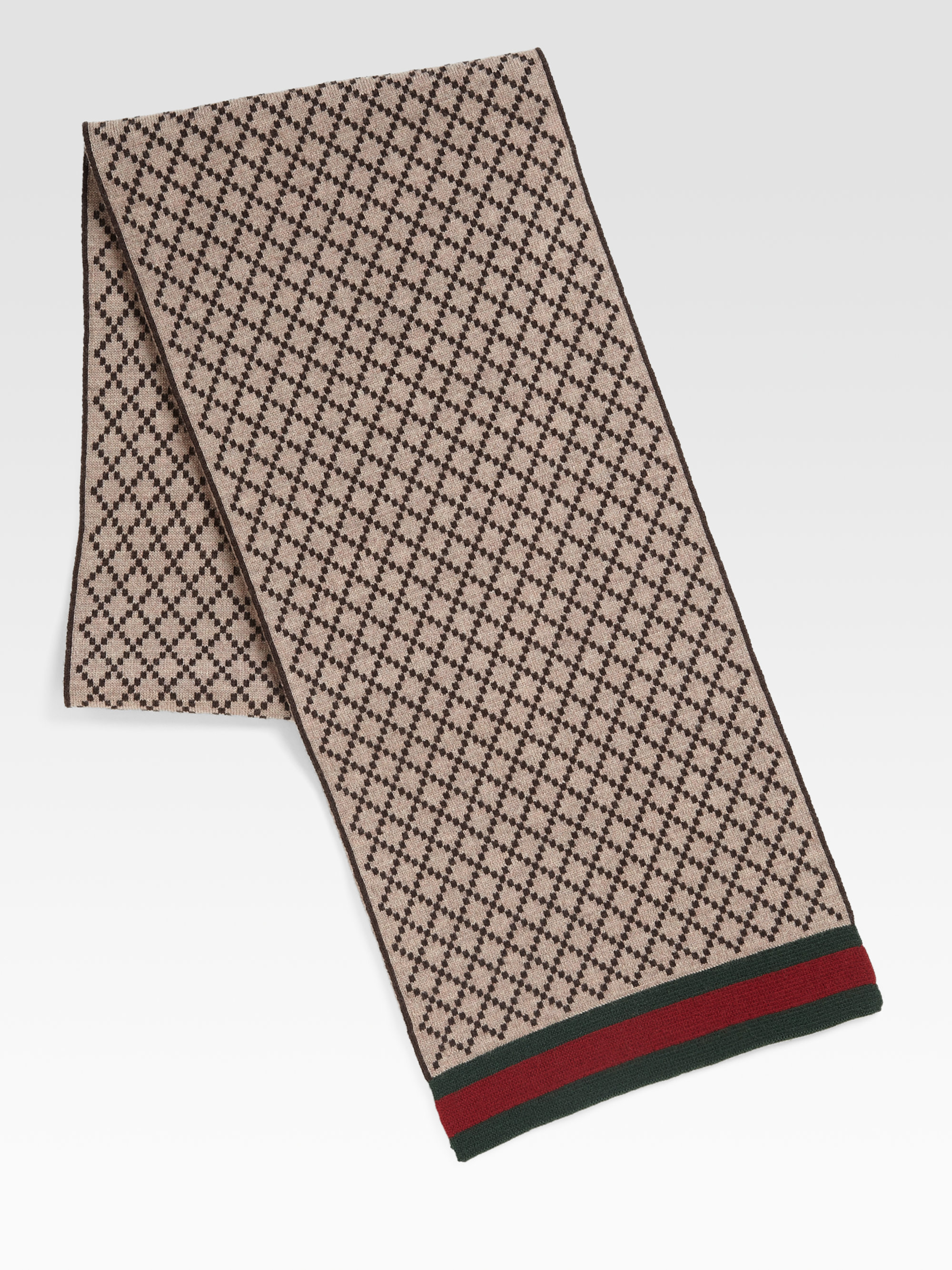 Gucci Diamante Pattern Knit Scarf in Brown for Men Lyst