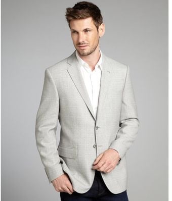 Joseph Abboud Grey Windowpane Woollinen Blend Two Button Jacket - Lyst