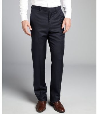Joseph Abboud Navy Woolsilk Blend Straight Leg Flat Front Pants - Lyst
