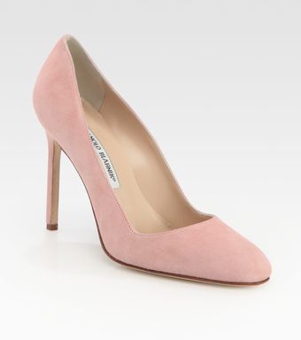 Manolo Blahnik Bb Suede Round Toe Pumps - Lyst