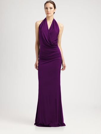 Nicole Miller Halter Jersey Gown - Lyst