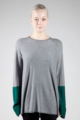 T By Alexander Wang Long Sleeve Colour Block Crewneck Pullover - Lyst