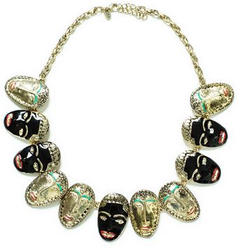Zara Two Tone Gold Masks Necklace - Lyst