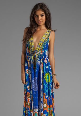Camilla Road To Nowhere V Neck Drawstring Maxi in Formentera - Lyst