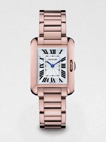 Cartier Tank Anglaise 18k Pink Gold Watch - Lyst