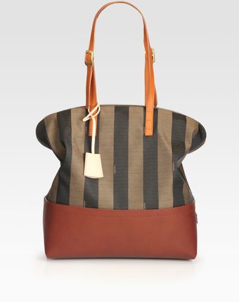 Fendi Striped Zip Top Tote - Lyst