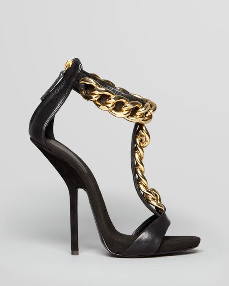 ... Zanotti T Strap Chain Platform Sandals Alien High Heel in Black | Lyst