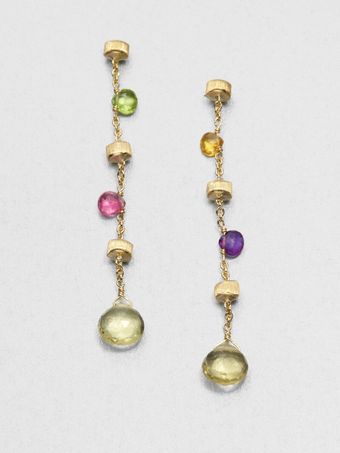 Marco Bicego 18k Yellow Gold and Multi Gemstone Drop Earrings - Lyst
