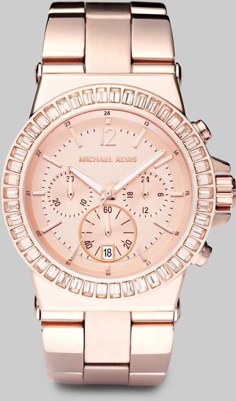 Michael Kors Rose Goldtone Stainless Steel Crystal Chronograph Watch - Lyst