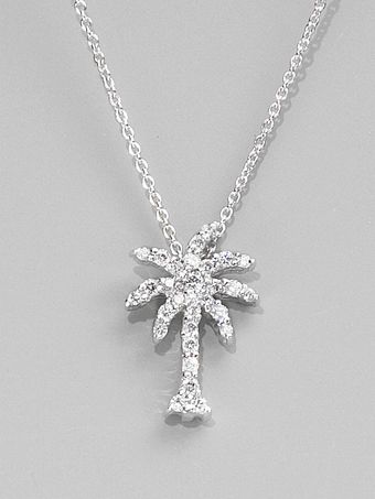 Roberto Coin Diamond 18k White Gold Palm Tree Necklace - Lyst