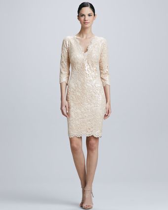Tadashi Shoji Sequined Lace Cocktail Dress - Lyst